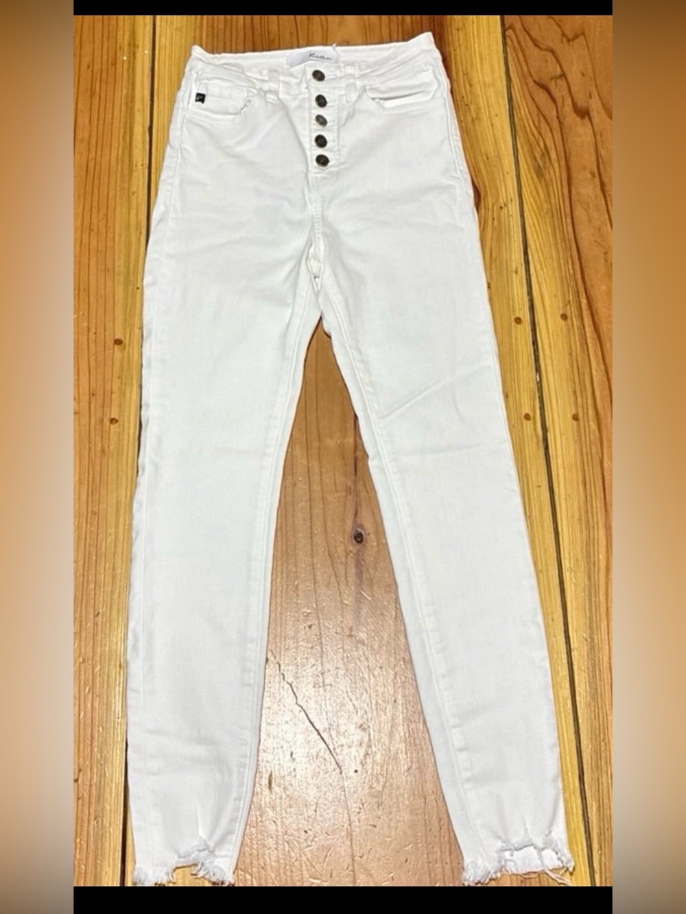 KanCan White High-Rise Skinny Jeans with Button-Fly